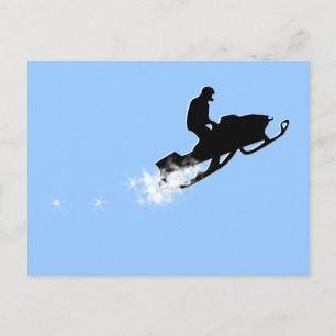snowmobile. powder trail. postcard