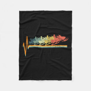 Snowmobile Retro Heartbeat Vintage Love Gift Fleece Blanket