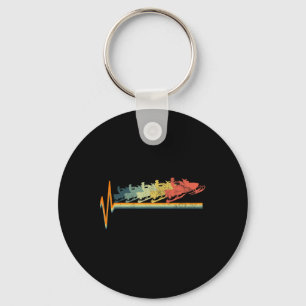 Snowmobile Retro Heartbeat Vintage Love Gift  Keychain