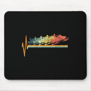 Snowmobile Retro Heartbeat Vintage Love Gift Mouse Pad