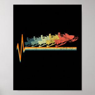 Snowmobile Retro Heartbeat Vintage Love Gift  Poster