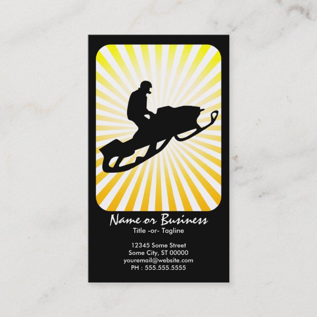 snowmobile : retro rays : business card (Front)