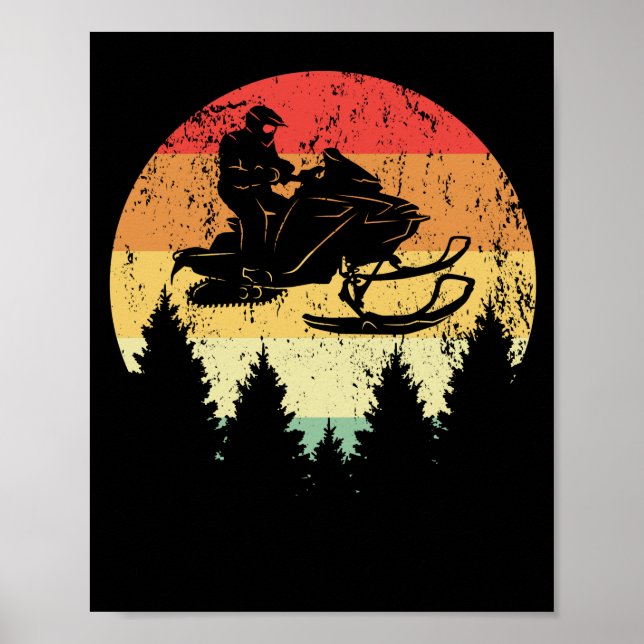 Snowmobile Retro Style Snow Winter Vintage Poster (Front)
