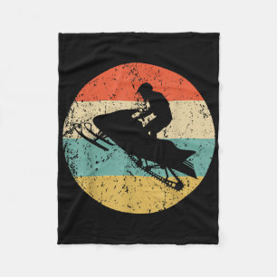 Snowmobile Retro Style Snowmobiling Fleece Blanket