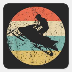 Snowmobile Retro Style Snowmobiling Square Sticker