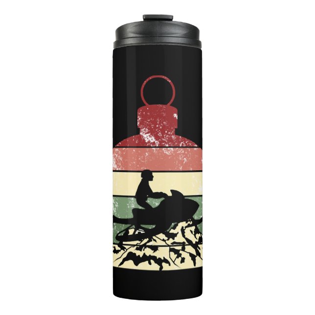 Snowmobile Retro Vintage Christmas Thermal Tumbler (Front)