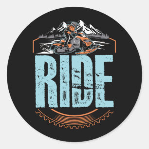 Snowmobile Ride Snowmobiling Winter Adventure Spor Classic Round Sticker