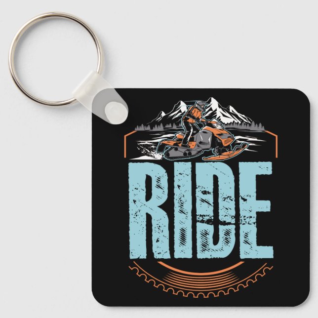 Snowmobile Ride Snowmobiling Winter Adventure Spor Keychain (Front)