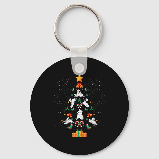 Snowmobile Snowmobiling Christmas Tree Xmas  Keychain (Front)