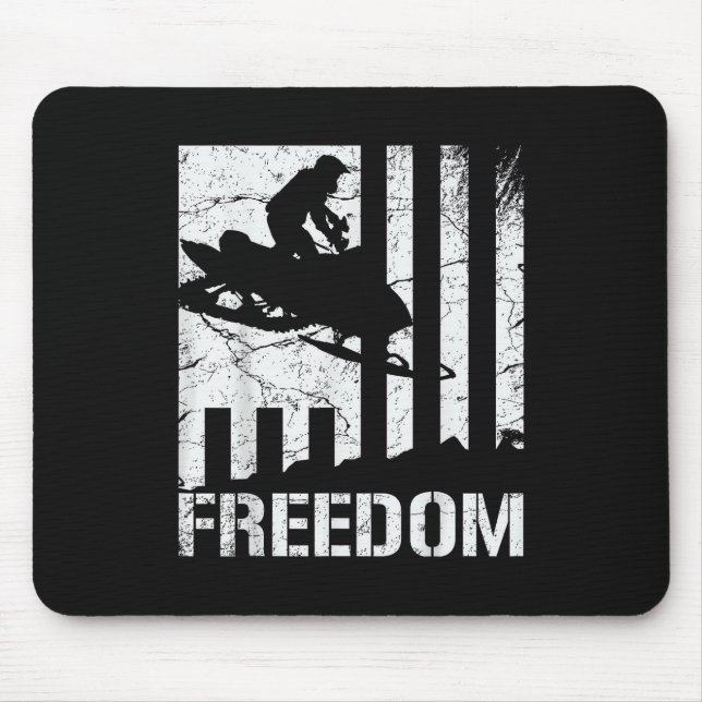 Snowmobile Snowmobiling Freedom Flag Mouse Pad (Front)