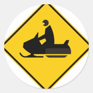Snowmobile Traffic Highway Sign Classic Round Sticker