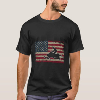 Snowmobile Usa Flag Snow Sled Patriotic Snowmobili T-Shirt