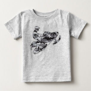 Snowmobiler in Grey Camouflage Baby T-Shirt
