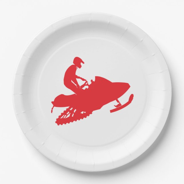 Snowmobiler in Red Paper Plate (Front)