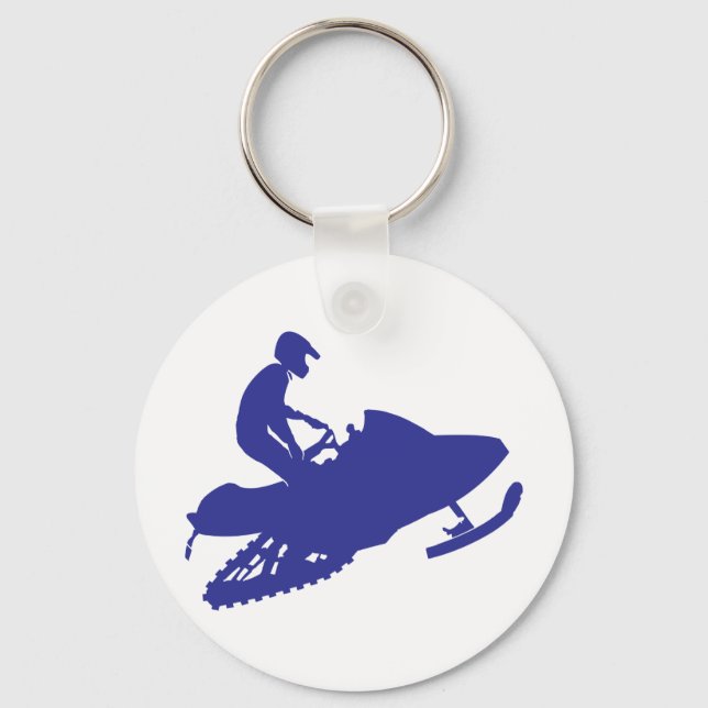 Snowmobiler/Navy Blue Sled Keychain (Front)