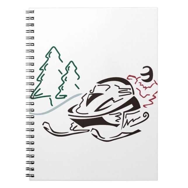 Snowmobiler Pine Trees Notebook (Front)