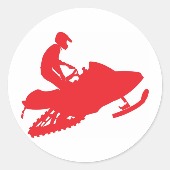 Snowmobiler/Red Sled Classic Round Sticker (Front)