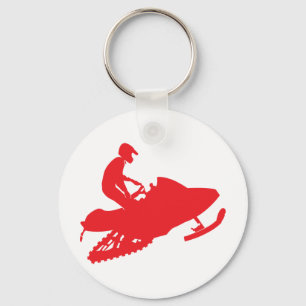 Snowmobiler/Red Sled Keychain