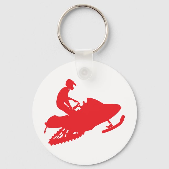 Snowmobiler/Red Sled Keychain (Front)