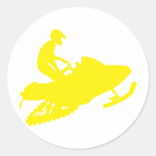 Snowmobiler/Yellow Sled Classic Round Sticker