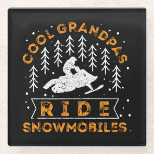 Snowmobiling - Cool Grandpas Ride Snowmobiles Glass Coaster