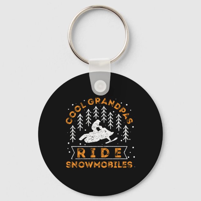 Snowmobiling - Cool Grandpas Ride Snowmobiles Keychain (Front)