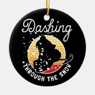 Snowmobiling - Dashing Through The Snow Ceramic Ornament