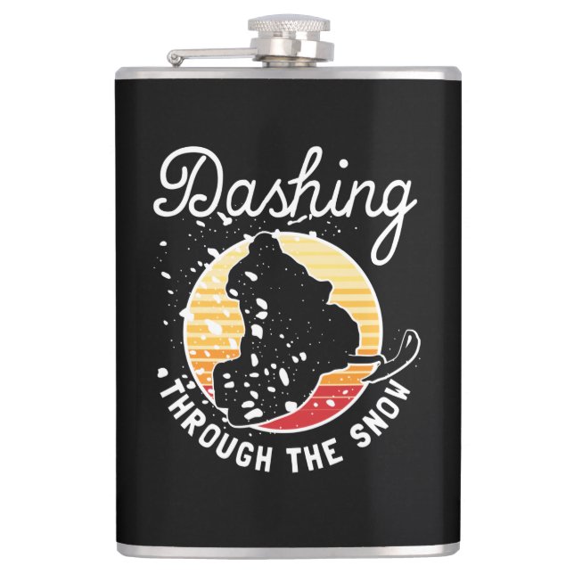 Snowmobiling - Dashing Through The Snow Hip Flask (Front)