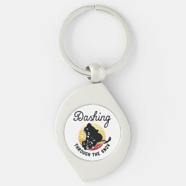 Snowmobiling - Dashing Through The Snow Keychain (Front)