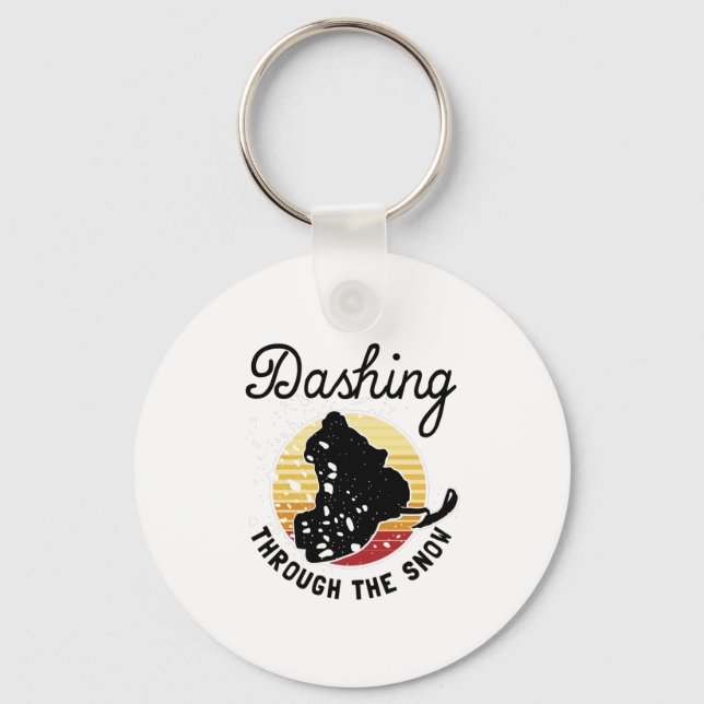Snowmobiling - Dashing Through The Snow Keychain (Front)