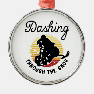Snowmobiling - Dashing Through The Snow Metal Ornament