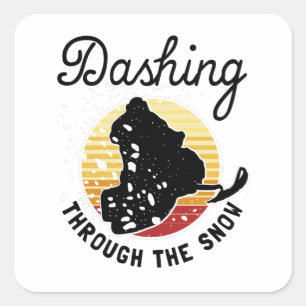 Snowmobiling - Dashing Through The Snow Square Sticker