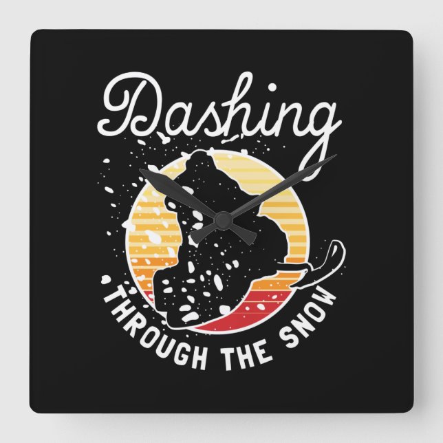 Snowmobiling - Dashing Through The Snow Square Wall Clock (Front)