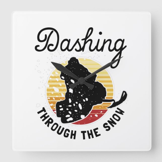 Snowmobiling - Dashing Through The Snow Square Wall Clock (Front)