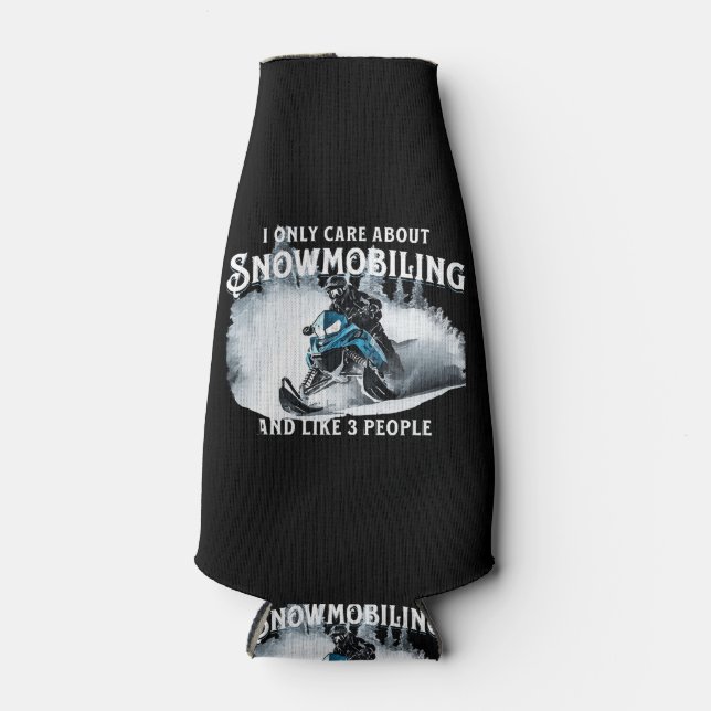 Snowmobiling Funny Snowmobile  Bottle Cooler (Front)