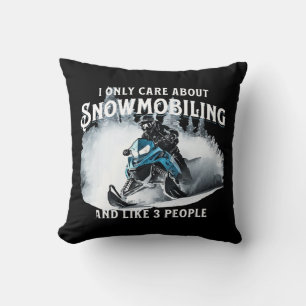 Snowmobiling Funny Snowmobile Throw Pillow
