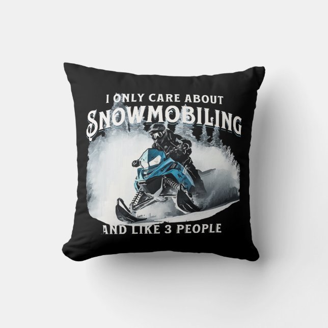 Snowmobiling Funny Snowmobile  Throw Pillow (Front)