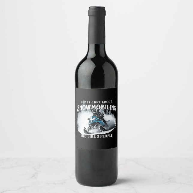 Snowmobiling Funny Snowmobile  Wine Label (Front)