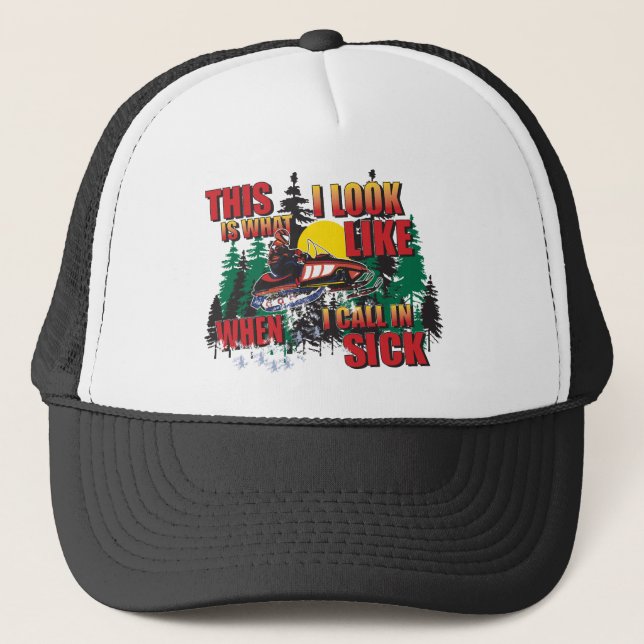 Snowmobiling Humour Trucker Hat (Front)
