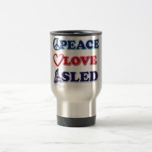 Snowmobiling/Peace,Love,Sled Travel Mug
