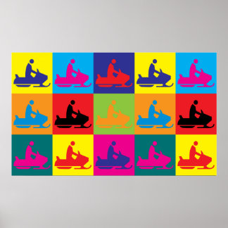 Snowmobiling Pop Art Poster