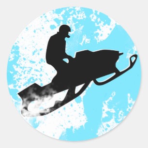 snowmobiling powder trail. classic round sticker