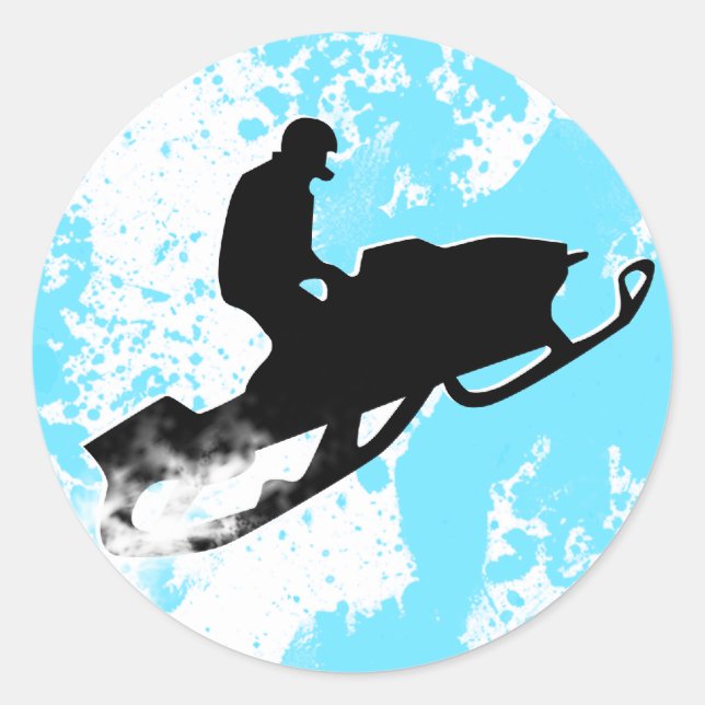 snowmobiling powder trail. classic round sticker (Front)