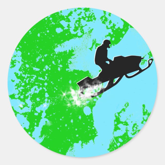 snowmobiling powder trail. classic round sticker (Front)