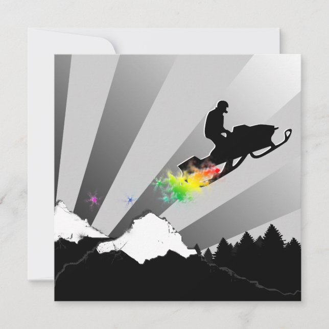 snowmobiling : rainbow powder trail invitation (Front)
