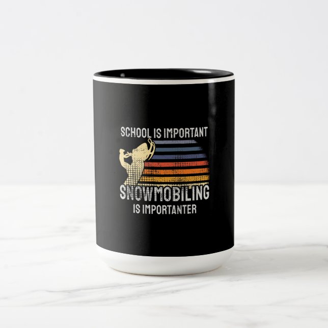 Snowmobiling Snowmobile Two-Tone Coffee Mug (Center)