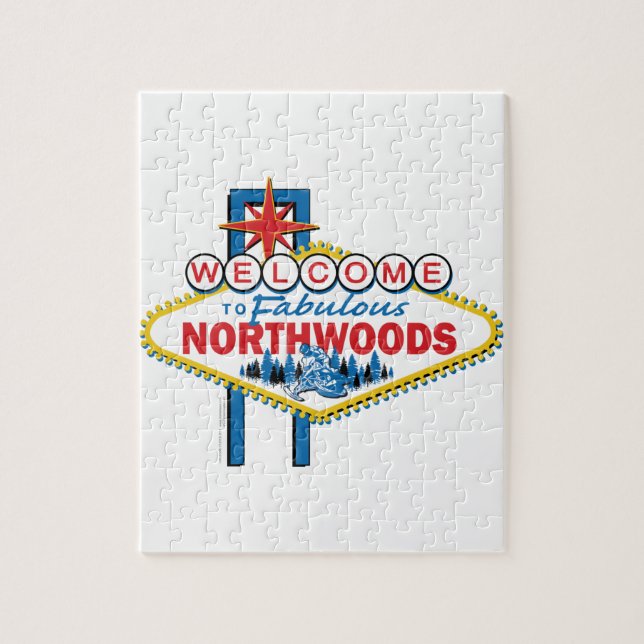 Snowmobiling/Welcome to the Fabulous Northwoods Jigsaw Puzzle (Vertical)