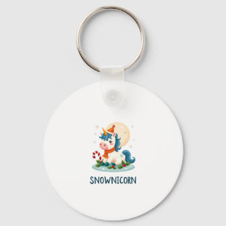 Snownicorn Cute Unicorn Snowman Christmas Girl T-S Keychain