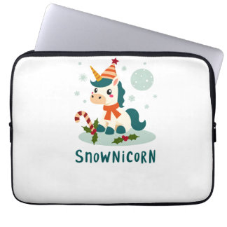 Snownicorn Cute Unicorn Snowman Christmas Girl T-S Laptop Sleeve