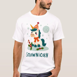 Snownicorn Cute Unicorn Snowman Christmas Girl T-S T-Shirt
